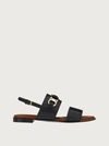 Ferragamo Gancini-plaque Leather Sandals In Black