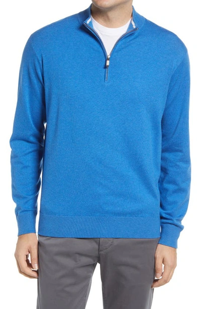 Peter Millar Mens Excursionist Flex Quarter Zip In Blue In Nautilus Blue