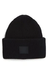 Acne Studios Face Patch Wool Beanie In Black