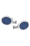 Montblanc Meisterstuck Oval Cufflinks In Steel Lacquer In Blue,silver Tone