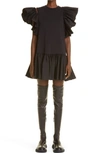 Alexander Mcqueen Ruffled Cotton Jersey Minidress In Black