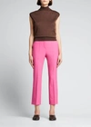 Max Mara Circeo Wool Crepe Cropped Trousers In Fuchsia