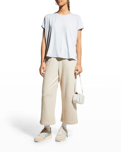Majestic Crewneck Semi-relaxed Soft Touch Tee In Celeste