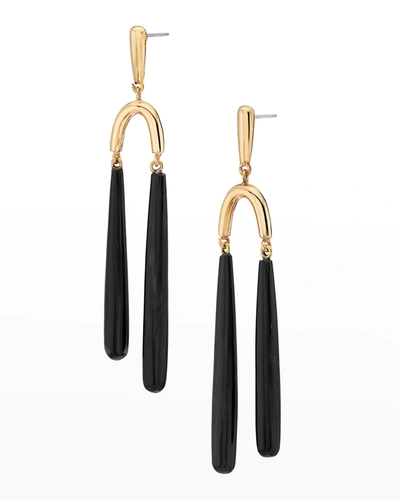 Soko Pia Double Dangle Earrings In Gold Black