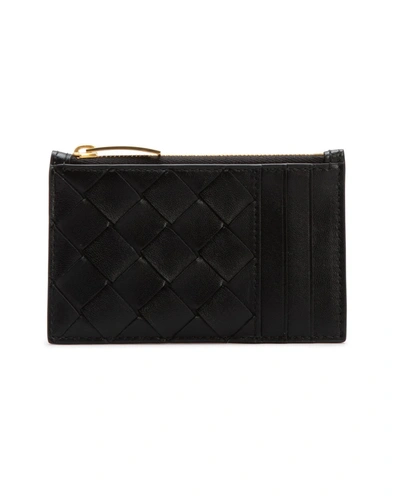 Bottega Veneta Intrecciato Napa Zip Card Case In Black