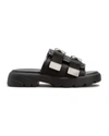 Bottega Veneta Flash Leather Dual-buckle Flat Sandals In Black