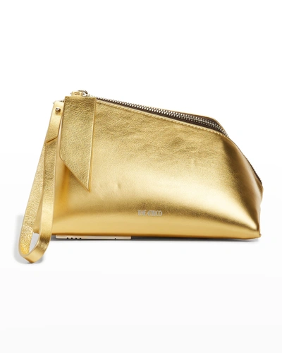 Attico Saturday Metallic Pouch Clutch Bag In Gold