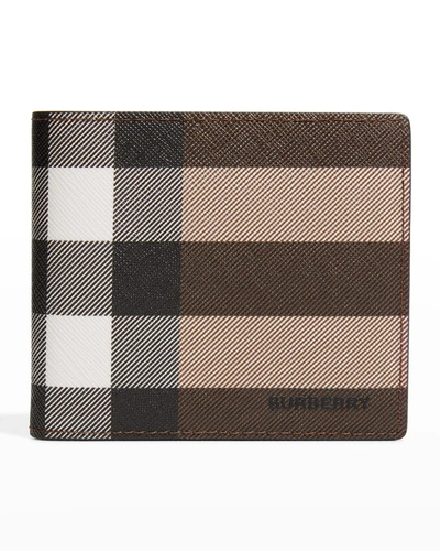 Burberry Men's Check 8-card Wallet In Dark Birch Brown