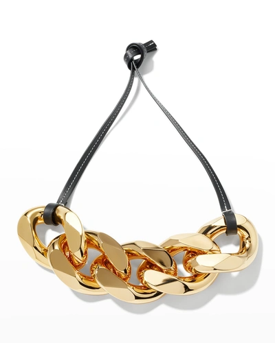 Jw Anderson Large Chain Leather Strap Necklace In Metallic