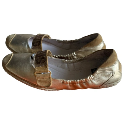 Pre-owned Cesare Paciotti Leather Ballet Flats In Gold