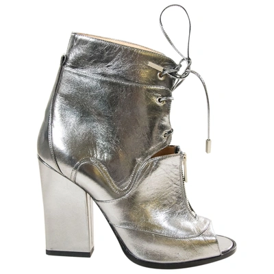 Pre-owned Shiatzy Chen Leather Boots In Silver