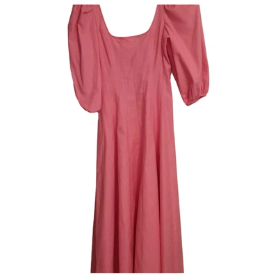 Pre-owned Staud Linen Mid-length Dress In Pink