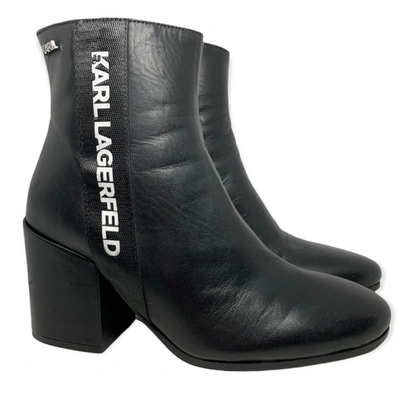 Pre-owned Karl Lagerfeld Leather Ankle Boots In Black