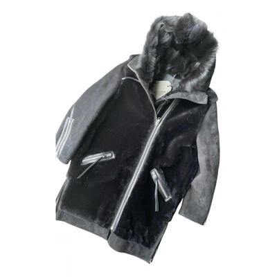Pre-owned Allsaints Leather Parka In Black