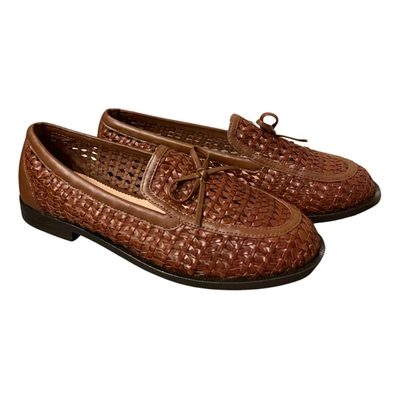 Pre-owned Jcrew Leather Flats In Brown