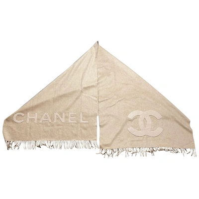 Pre-owned Chanel Cashmere Scarf In Camel