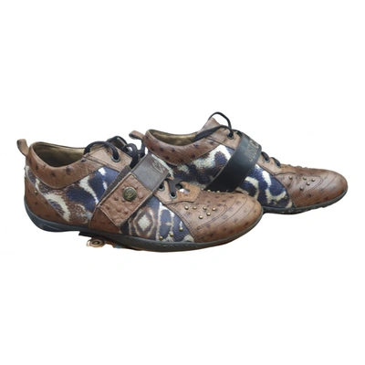 Pre-owned Just Cavalli Leather Trainers In Brown