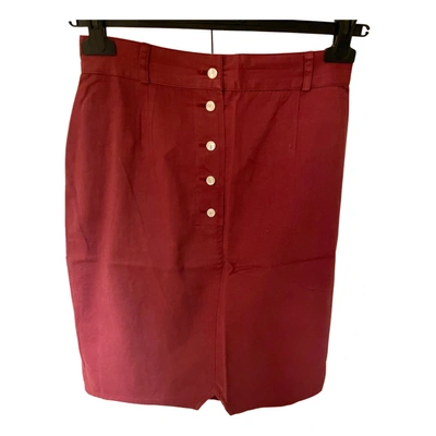 Pre-owned Brooksfield Mid-length Skirt In Burgundy