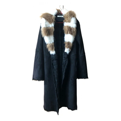 Pre-owned Balmain Faux Fur Coat In Black