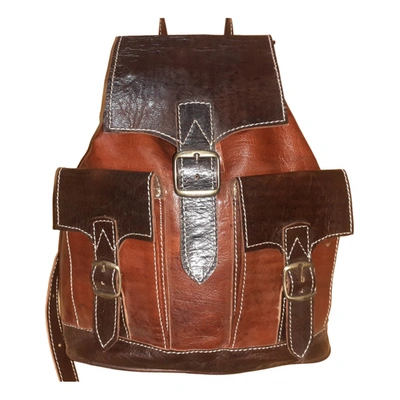 Pre-owned Mara & Mine Leather Backpack In Brown