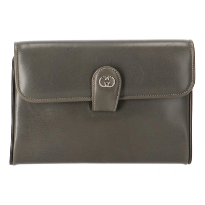 Pre-owned Gucci Leather Crossbody Bag In Grey