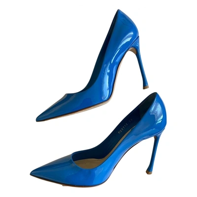 Pre-owned Dior D-stiletto Patent Leather Heels In Blue