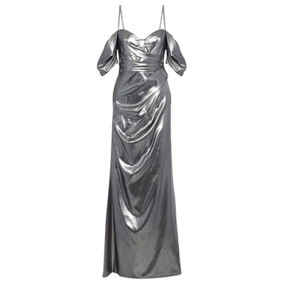 Pre-owned J Mendel Silk Maxi Dress In Silver