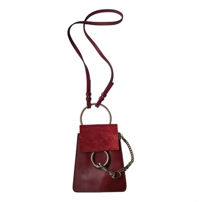 Pre-owned Chloé Faye Leather Crossbody Bag In Burgundy