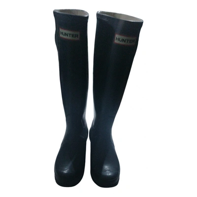 Pre-owned Hunter Wellington Boots In Blue