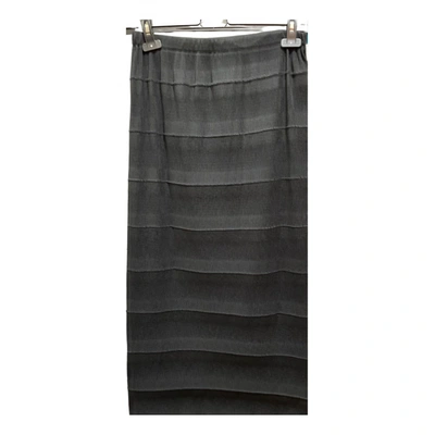 Pre-owned Issey Miyake Silk Maxi Skirt In Black