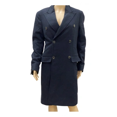 Pre-owned Gucci Wool Coat In Navy