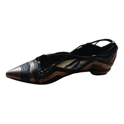 Pre-owned Chiarini Bologna Leather Ballet Flats In Gold