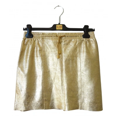 Pre-owned Berenice Leather Mini Skirt In Gold