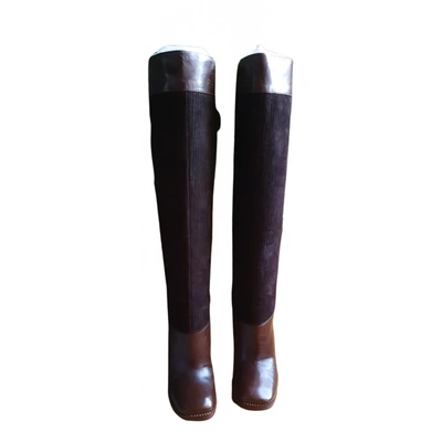 Pre-owned Marc Jacobs Leather Riding Boots In Brown