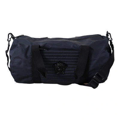 Pre-owned Versace Cloth Travel Bag In Blue