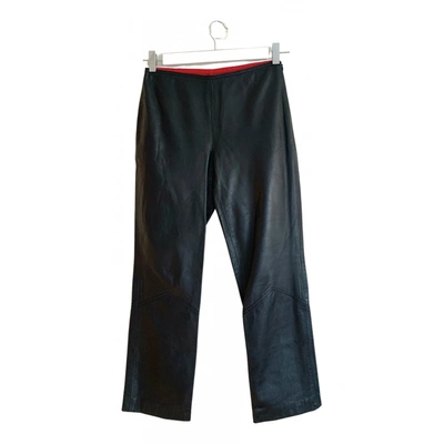 Pre-owned Valentino Leather Straight Pants In Black