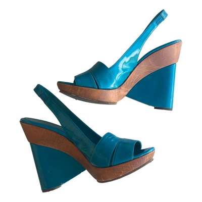 Pre-owned Gianvito Rossi Leather Sandals In Turquoise