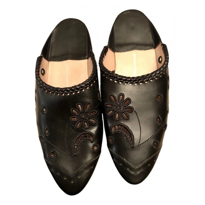 Pre-owned Ermanno Scervino Leather Mules In Black