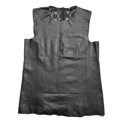 Pre-owned Maje Leather Blouse In Black