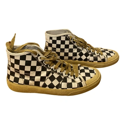 Pre-owned Saint Laurent Leather High Trainers In Gold