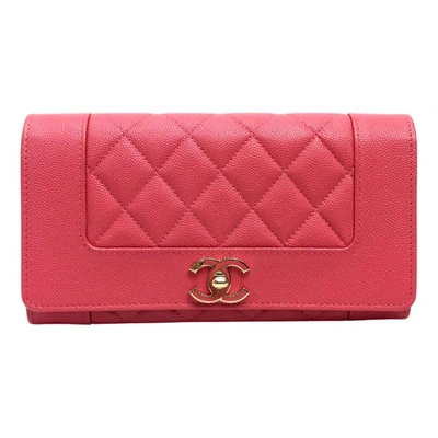Pre-owned Chanel Leather Wallet In Pink