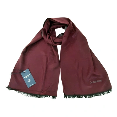 Pre-owned Jeckerson Wool Scarf & Pocket Square In Burgundy