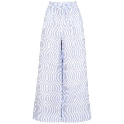 Ephemera Blue And White Printed Linen Trousers
