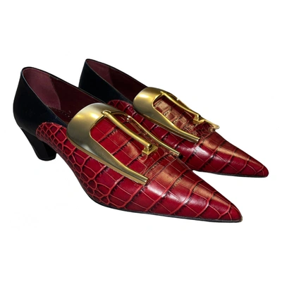 Pre-owned Ports 1961 Leather Flats In Burgundy