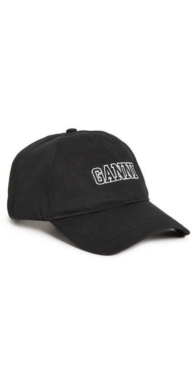Ganni Logo-embroidered Baseball Cap In Black
