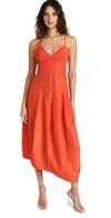 Tibi Italian Sporty Asymmetric Midi Dress In Red
