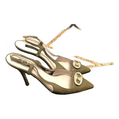 Pre-owned Escada Leather Sandals In Khaki