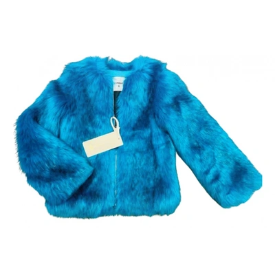 Pre-owned Dondup Faux Fur Jacket In Turquoise