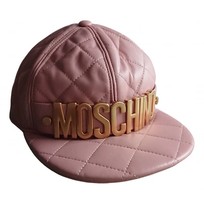 Pre-owned Moschino Leather Cap In Pink