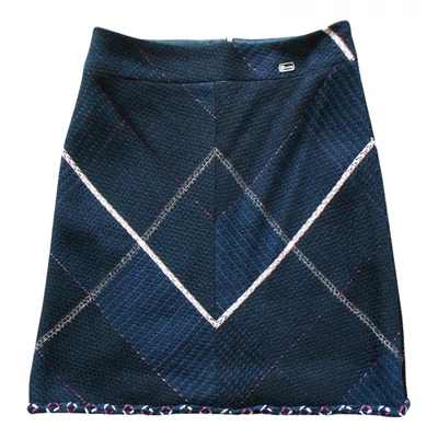 Pre-owned Chanel Wool Mid-length Skirt In Blue